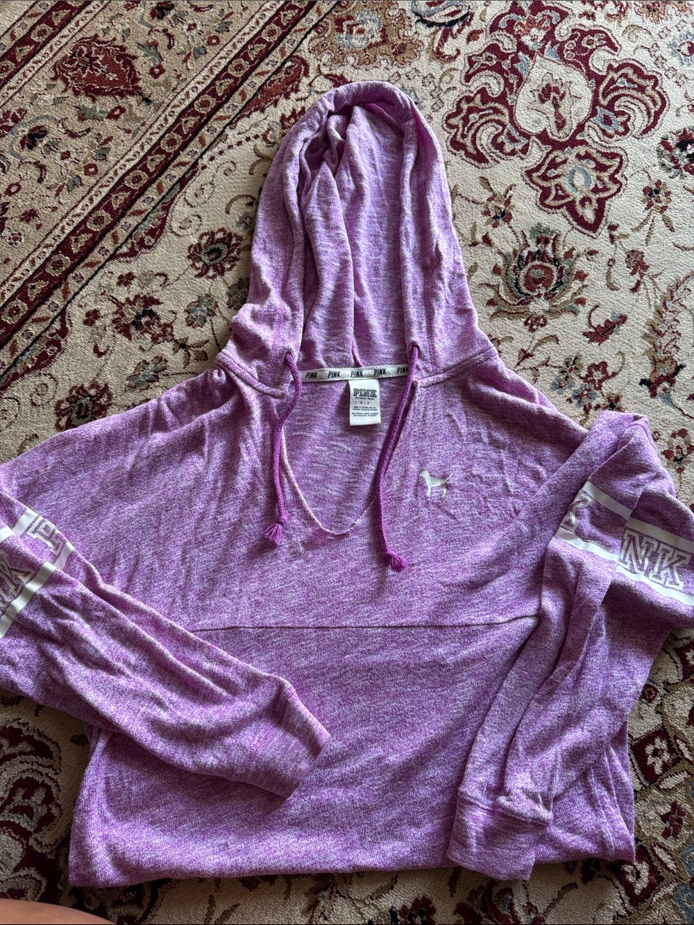 PINK Victoria's Secret Lavender Marled Hooded Pullover